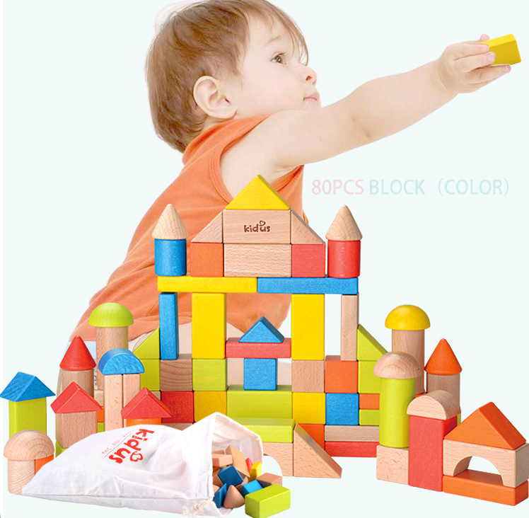 KIDUS 80 beech wooden building blocks